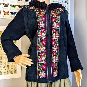 Maurice Sasson Y2K vintagege embroidered suede jacket